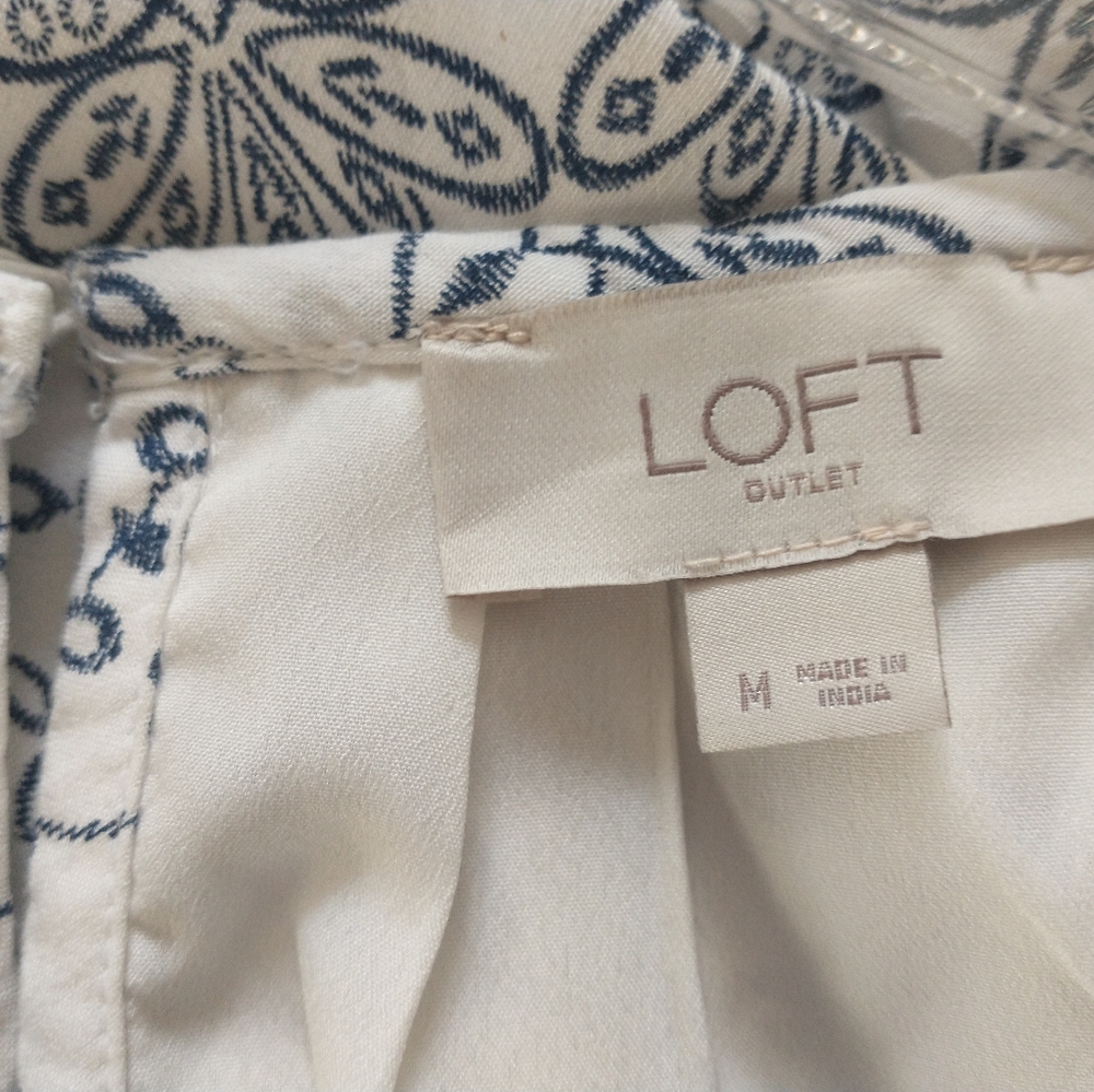 LOFT Outlet Sheath Dress Size Medium white & navy - Picture 4 of 6